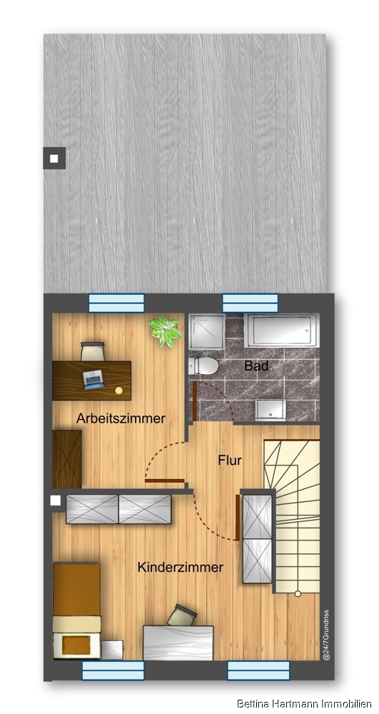 Grundriss OG Reihenmittelhaus Dortmund