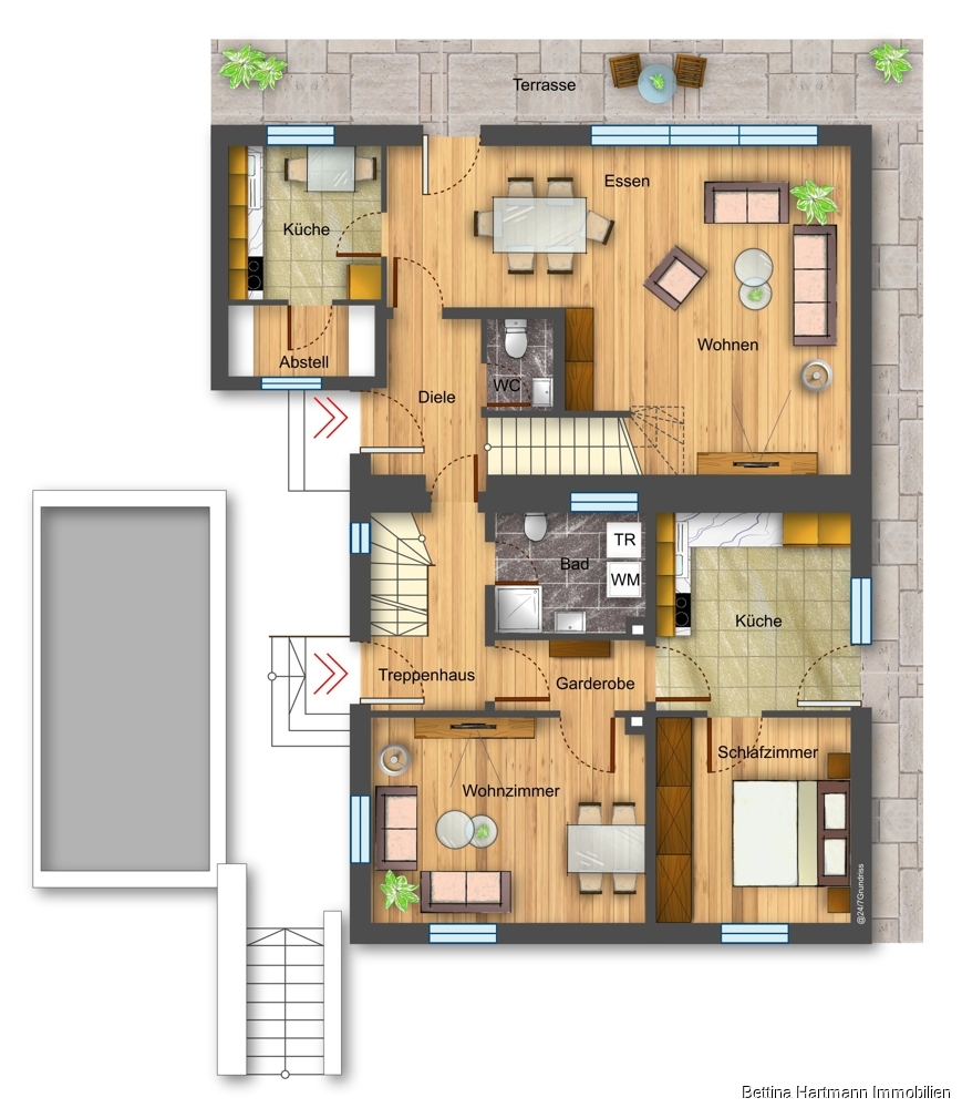 Grundriss EG Zweifamilienhaus Witten / Bommern